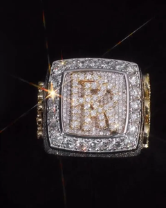 Bague carrée en argent sertie de diamants Moissanite VVS, design cluster entièrement pavé, bague de luxe Hip Hop pour homme - Product Image 2