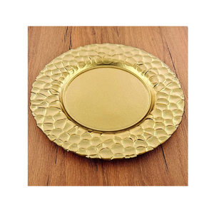 Vaisselle sculptée à la main pour la maison ou la fête de mariage, assiette de service en laiton arrondie - Product Image 5