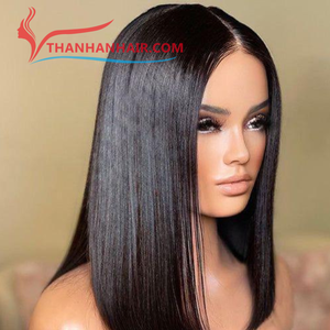 Venta al por mayor Raw Vietnamita pelo Bob pelucas de cabello humano encaje Frontal peluca Glueless hueso recto pelo suizo HD al por mayor - Product Image 6