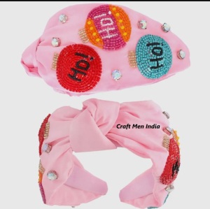 Wholesale Custom Luxury Fashion Crystal Hairband for Girls/Women Christmas-Themed Embellished Knotted Fabric <b>Headband</b> - Product Image 4