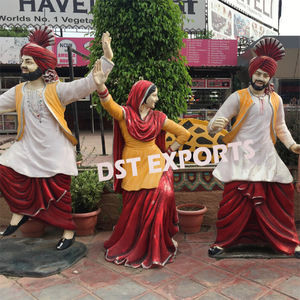 Dernière statue à thème Punjabi pour l'entrée du restaurant Thème Punjabi Décoration d'événement Statue en fibre Mariage Multicolore Bhangra Statu - Product Image 3