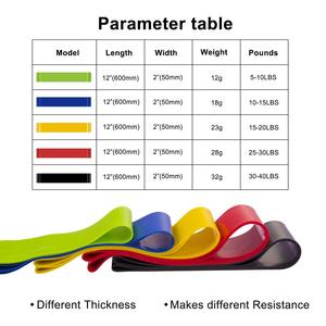 Ensemble de 5 bandes de résistance pour l'exercice, les jambes et les fessiers, l'entraînement musculaire, le yoga, les étirements et la physiothérapie avec sac de transport - Product Image 5
