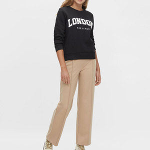 Sweat-shirt femme oversize teint uni unisexe coton sweats à capuche coréens sweats ras du cou vierges logo personnalisé hauts pullover - Product Image 3