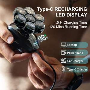 Rasoir électrique rechargeable étanche IPX7 pour homme, rasoir rotatif USB, kit de toilettage, tête de rasoir de rechange lavable pour le visage - Product Image 4