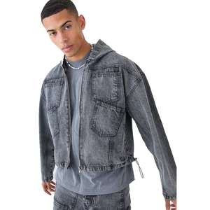 Top Trending Product Men Breathable Winter Denim Hoodies / High Quality <b>Fashion</b> Bulk Cheap Price Men Denim Hoodies - Product Image 2