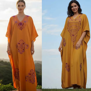 Kaftan long en coton tendance | Léger et modeste | Style Boho | Parfait pour Resort & Usage quotidien | - Product Image 1