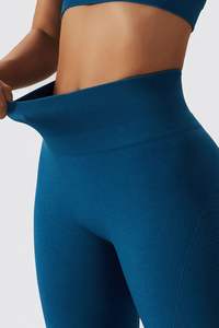 Hot Sale Custom Logo Design Girls Watercolor Printed High Waist <b>Knitted</b> Seamed Breathable <b>Leggings</b> Wholesale - Product Image 3