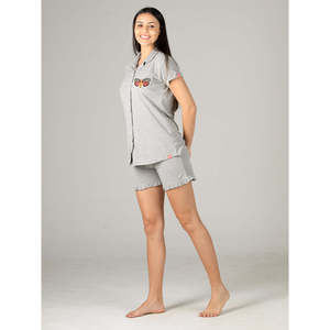 Conjunto de Pijama de Punto Gris Casual Súper Suave, el Más Cómodo con Cintura Elástica - Logotipo Personalizado, Sostenible para Familias, Brunch Nupcial - Product Image 3