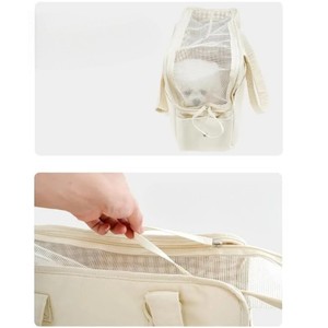 Soft-<b>Sided</b> Pet Carrier <b>Bag</b> Canvas Solid Color Zipper Closure Convenient Design for Cats and <b>Small</b> Dogs - Product Image 6