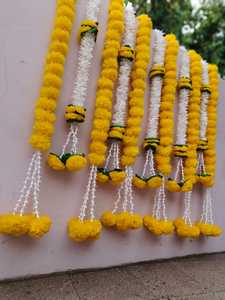 Lot de 10 guirlandes de jasmin jaune et blanc moelleux pour décorations de festival de mariage indien Ganpati - Product Image 5