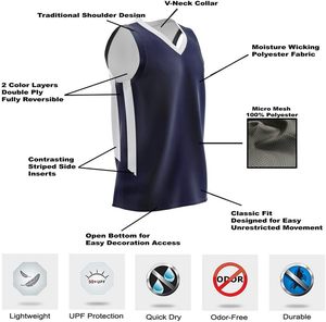 Uniformes atléticos personalizados para niños, Conjunto de camiseta y pantalones cortos de baloncesto Reversible para práctica deportiva de equipo, pieza única de doble cara - Product Image 4