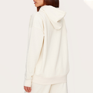 Premium Quality Wholesale <b>Ivory</b> Drop Shoulder Women's Oversize Hoodie Anti-Wrinkle And Breathable Hoodies Women's Zip Up Hoodie - Product Image 1