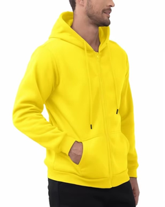 Sudadera con Capucha Rosa para Hombre, Cierre de Cremallera, Felpa, Corte Regular, Color Sólido, Informal, con Bolsillo, para Otoño - Product Image 6