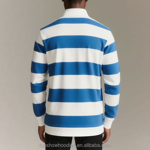 Camiseta de Rugby de algodón pesado Unisex 100% personalizada, ropa deportiva de sublimación personalizada, camisetas de Rugby transpirables de manga larga a rayas cosidas - Product Image 3