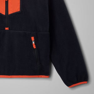 Sweat-shirt en polaire pour garçons avec poches zippées, col montant, design bicolore, logo personnalisé, vêtements décontractés, design tendance, manches longues - Product Image 4