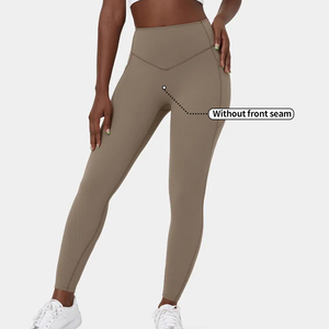 Logotipo personalizado Cintura elástica Mujeres Gimnasio Pantalones para correr Forma de V Levantamiento de glúteos Fitness Yoga Leggings con bolsillos - Product Image 4