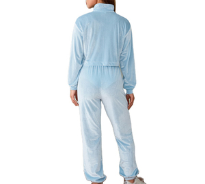 <b>Women</b> 2 Piece <b>Velvet</b> Running Set Autumn Solid Color Sportswear Workout Fitness Set Long Sleeve Zipper Sweatshirt <b>Jogger</b> Pants - Product Image 6