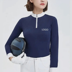 New Style Horse Riding Clothing Female Outdoor <b>Long</b> <b>Sleeve</b> Zip Up <b>Base</b> <b>Layer</b> Equestrian Apparel Lace Riding Show Shirt - Product Image 3