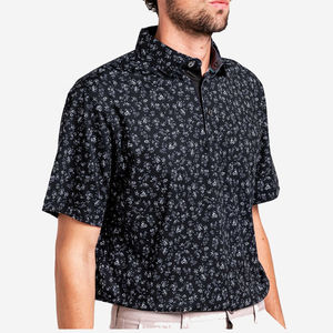 Polo de Golf Negro de Poliéster de Alto Rendimiento Personalizado de Lujo con Estampado de Amapolas para Hombre, Logotipo Personalizado con MOQ Bajo - Product Image 4