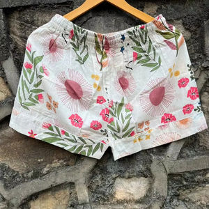 ¡Conjunto de pijama Sun Flower! Conjunto hecho a mano de pijama de algodón orgánico Conjunto de Camisa de algodón para mujer con pantalones cortos y bolso Boho Hippie Unisex - Product Image 1