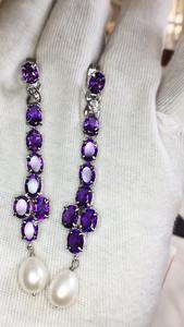 Boucle d'oreille en argent sterling 925 avec pierre précieuse d'améthyste naturelle de qualité AAA très beau et design unique et parfait pour toute occasion - Product Image 6