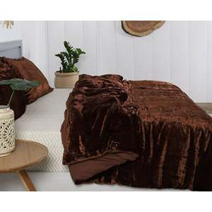 ชุดปลอกผ้านวมกำมะหยี่สีน้ำตาลชุดคลุมเตียง3ชิ้นแบบปรับแต่งได้ทุกฤดู - Product Image 4