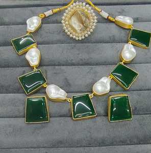 Collares de compromiso de boda de estilo étnico de Bollywood chapados en oro para mujer AD CZ Victoria Set Zircon Number Shape Strand Chains - Product Image 1