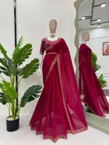 Saree ออกแบบที่สวยงามด้วยด้ายและลำดับการทำงาน - Product Image 4