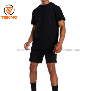 Haute qualité été t-shirts ensembles décontracté solide survêtement t-shirt et short pour hommes manches courtes ensembles de vêtements - Product Image 2