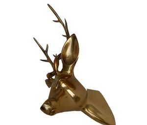 Sculpture décorative de tête de bois de cerf de maison avec statue de tête de bois de cerf nickelé pour la décoration de maison - Product Image 2