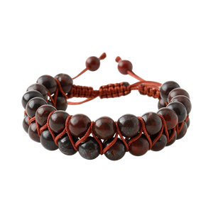 Pulsera de Piedra Natural de Jaspe Dragón de 8mm con Doble Hilera de Macramé - Product Image 1