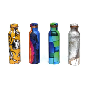 Botella de agua Ayurvédica de cobre de 1000ml con elegante diseño impreso, nueva y a prueba de fugas, libre de juntas para beber directamente para bodas - Product Image 5