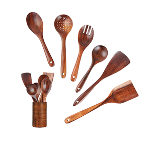 Juego de cubiertos de madera de diseño clásico de aspecto Premium con Mango a prueba de calor para cocina de hotel y uso de mezcla de alimentos de la India - Product Image 4