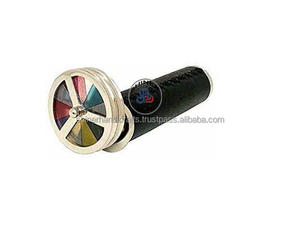 Kaléidoscope classique en laiton en cuir fait à la main Double roue kaléidoscope \ jeu de motif en laiton \ enfants anniversaire Halloween cadeau de noël - Product Image 1