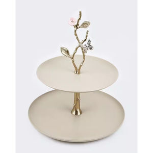 Présentoir à gâteaux en métal doré à 2 niveaux antique Présentoir à desserts Présentoir à gâteaux parfait pour toute occasion - Product Image 4