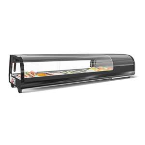 Refrigerador Exhibidor de Sushi con Cubierta de Vidrio Negro de 60 Pulgadas, 6 Bandejas de Acero Inoxidable, Puerta Corredera, 48 dB Silencioso, Descongelación Automática, EE. UU. - Product Image 3