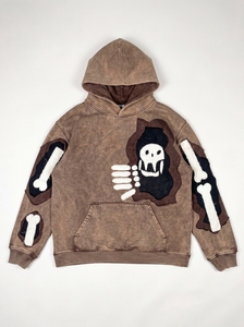 Sudadera con Capucha Oversize de Algodón y Felpa para Hombre, con Estampado Gráfico de Esqueleto y Lavado Ácido, Estilo Vintage Streetwear Personalizado - Product Image 5