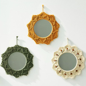 Diseño de lujo hecho a mano en la India, mayorista, exportador, diseñador, macramé, espejo decorativo de pared hecho a mano para decoración del hogar - Product Image 2