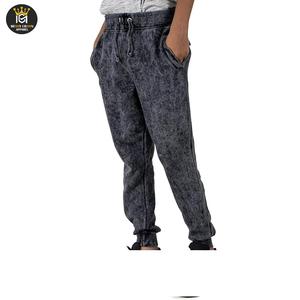 กางเกงผู้ชายเอวยางยืดล้างกรดผ้าฝ้ายโอเวอร์ไซส์ซักสไตล์สตรีท - Product Image 1