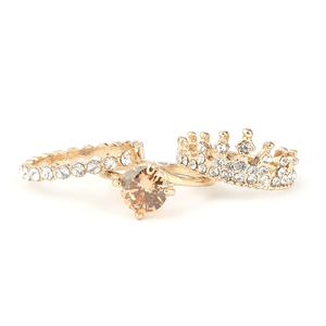 Anillo de Mujer con Piedras Decorativas - Dorado - Color Melocotón - Product Image 1