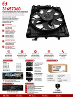 Ventilateur de refroidissement moteur de haute qualité, ensemble de ventilateur de radiateur 31657360 pour Volvo XC60 S90 V90 V60, pièces automobiles