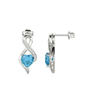 Jeulia Rose Gold Sterling Silver Custom Twist Heart <b>Stud</b> <b>Earrings</b> with Opal Diamond <b>Emerald</b> - Product Image 2