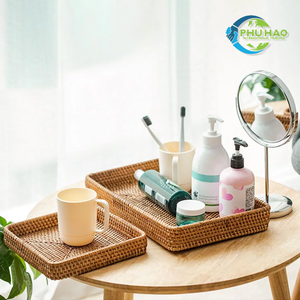 Durable Handmade Bamboo <b>Storage</b> Basket <b>RATTAN</b> TRAY FRUIT <b>STORAGE</b> BASKET Perfect for Serving Fruits and Snacks Home Decor - Product Image 5