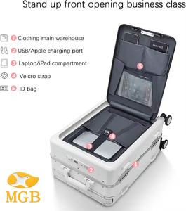 फ्रंट डिब्बे लैपटॉप के साथ विस्तृत हैंडल सामान ट्रॉली सूटकेस के साथ लैपटॉप कंप्यूटर एल्यूमीनियम तैयार पीसी हार्डशेल व्यवसाय सामान - Product Image 5