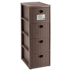 ELEGANCE Commodes à tiroirs compactes gris tourterelle 4C (30x40x80cm) avec paniers en osier Stefanplast - Product Image 1