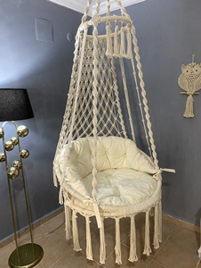 Hamac en coton macramé tressé à la main style bohème pour usage intérieur et extérieur pour adultes - Product Image 5