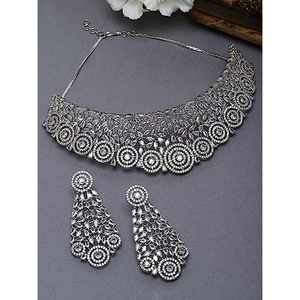 Ensemble de bijoux de mariée Silver Goli, style vintage, plaqué or 18 carats, alliage avec diamants et perles, pour mariage ou cadeau - Product Image 1