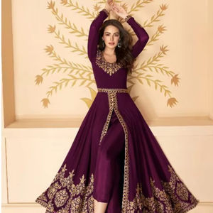 Lujoso estilo semicosido Shalwar Kameez 4,20 M pesado Georgette Dupatta y Santoon interior indio y ropa paquistaní - Product Image 1