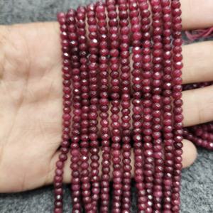 Collier en perles de rubis naturel 4 mm, collier en perles de rubis facettées, collier en perles de rubis rouge, fermoir en argent sterling, collier en rubis - Product Image 2