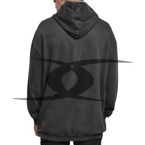 Sudaderas con capucha rasgadas en blanco teñidas para hombre personalizadas, sudaderas con capucha de lana de algodón pesado, sudaderas con capucha térmicas desgastadas lavadas con ácido para hombre - Product Image 3